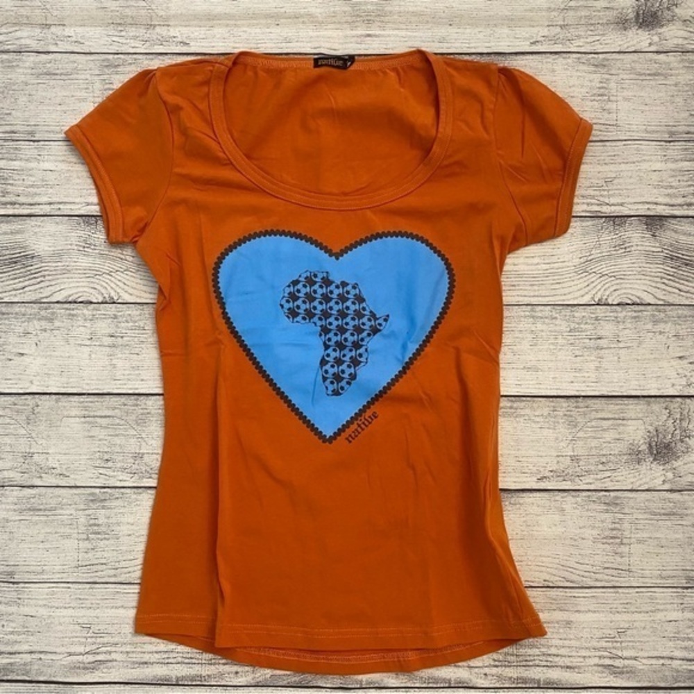 Orange Africa Soccer Scoop Neck Short Sleeve T-Shirt World Cup Size Small Native